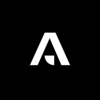 White capital A on a black square